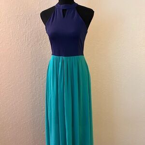 AND Elegant Blue and Teal High‎ Low Dress